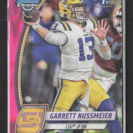 2024 Bowman Chrome University Garrett Nussmeier #5 Pink 1st Bowman