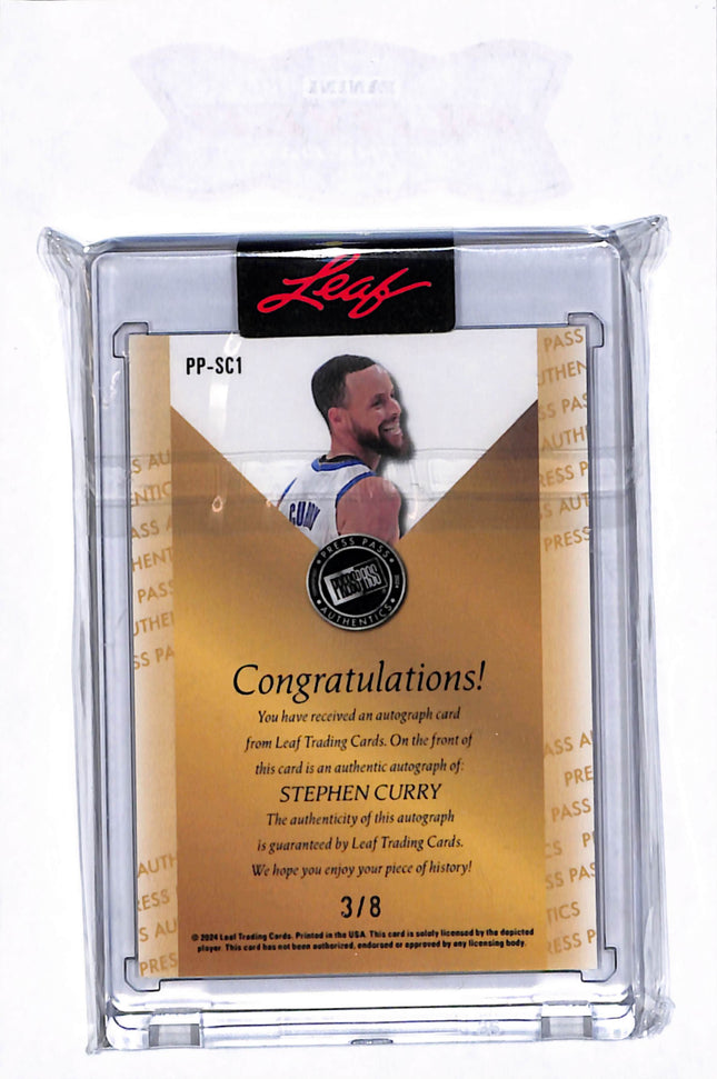 2024 Leaf Press Pass Authentics Stephen Curry #PP-SC1 Red Prism Auto /8