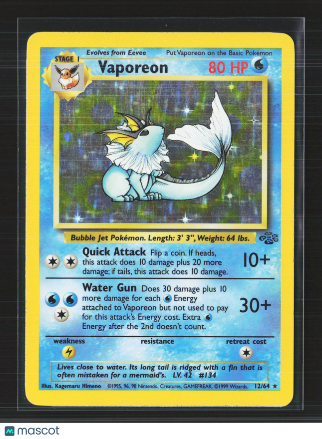 Pokemon 1999 Jungle Vaporeon #12/64