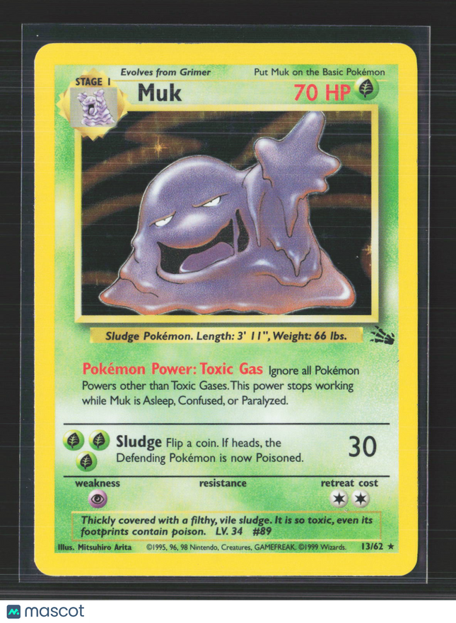Pokemon 1999 Fossil Muk #13/62