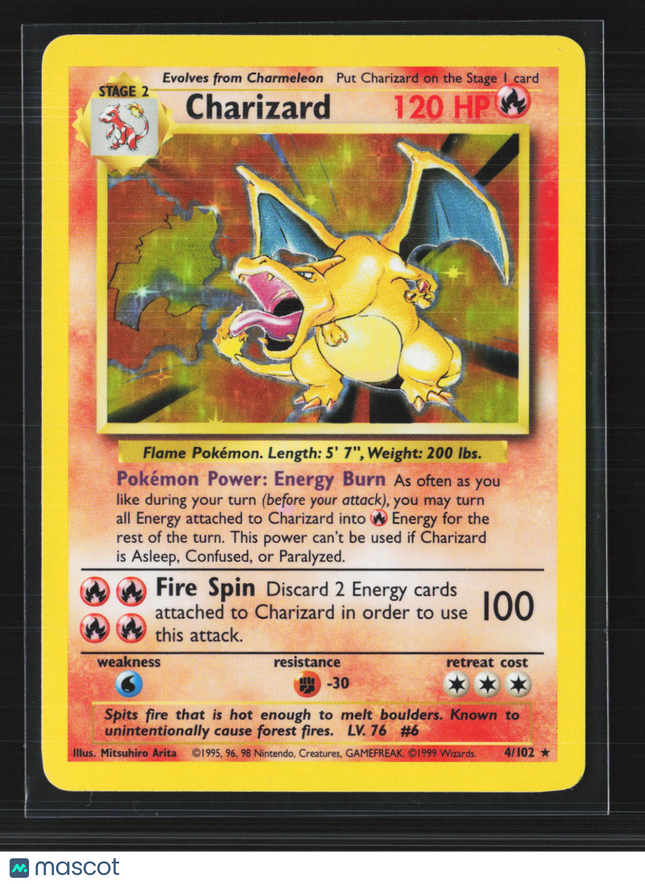 Pokemon 1999 Base Set Charizard #4/102