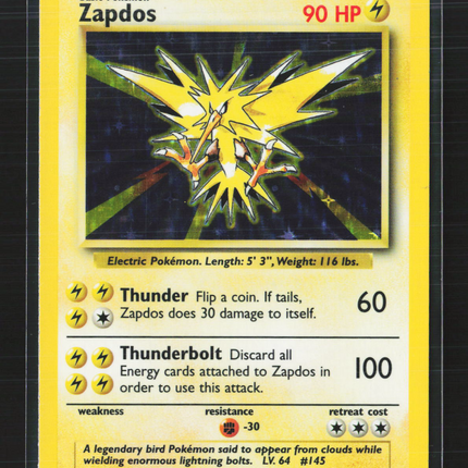 Pokemon 1999 Base Set Zapdos #16/102