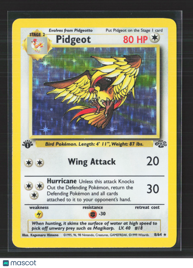 Pokemon 1999 Jungle Pidgeot 1st Edition #8/64