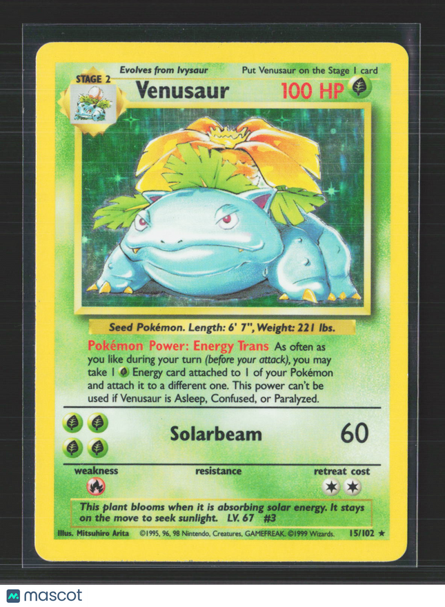 Pokemon 1999 Base Set Venusaur #15/102