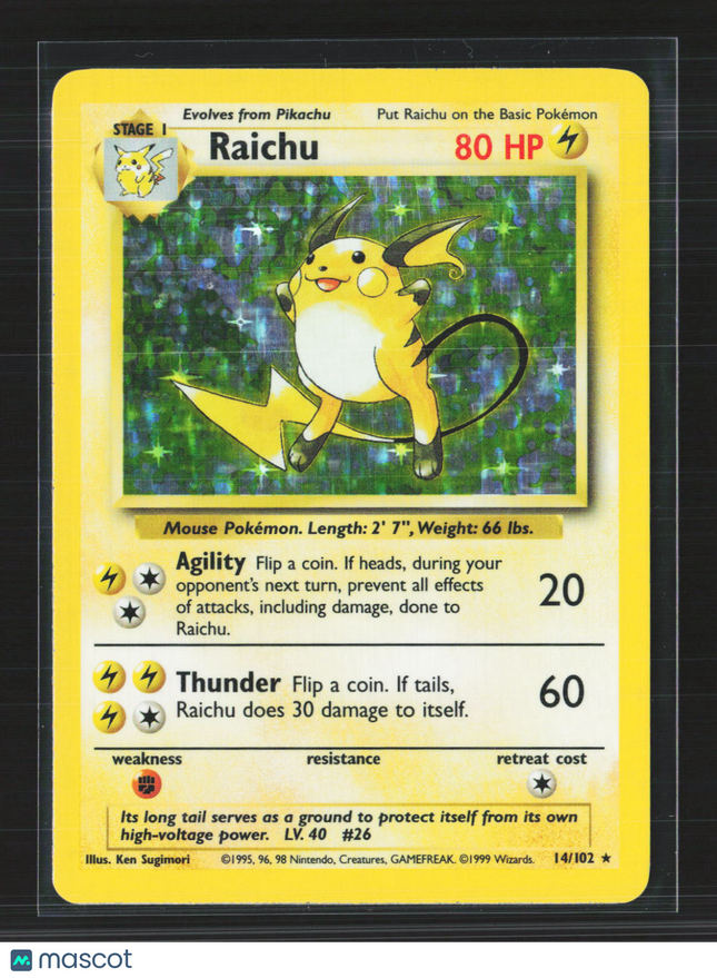 Pokemon 1999 Base Set Raichu #14/102