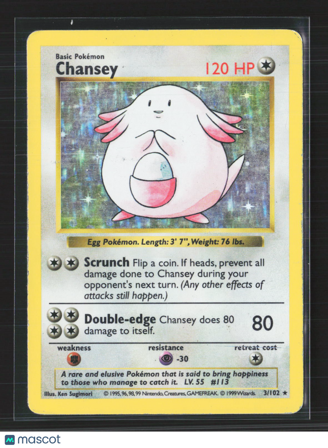 Pokemon 1999 Base Set Shadowless Chansey #3/102