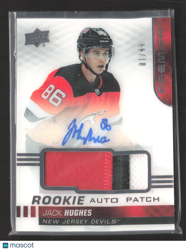 2019-20 Upper Deck Premier Jack Hughes #AR-JH 81/99 Rookie Auto Patch