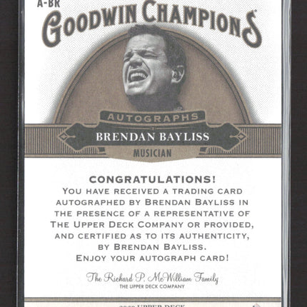 2020 Upper Deck Goodwin Champions Brendan Bayliss Autograph #A-BR