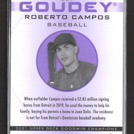 2021 Upper Deck Goodwin Champions Goudey Roberto Campos #G37 Purple 21/23