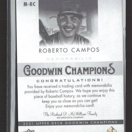 2021 Upper Deck Goodwin Champions Roberto Campos #M-RC Memorabilia