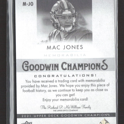 2021 Upper Deck Goodwin Champions Mac Jones #M-JO Memorabilia