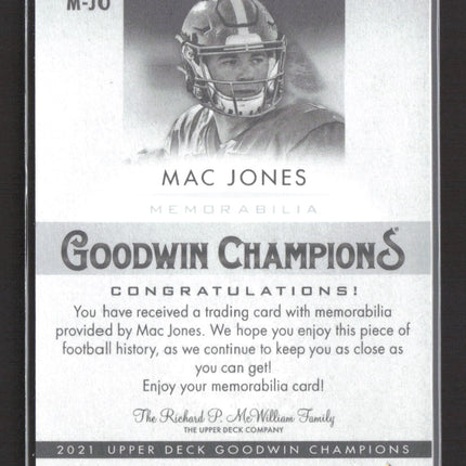 2021 Upper Deck Goodwin Champions Mac Jones #M-JO Memorabilia