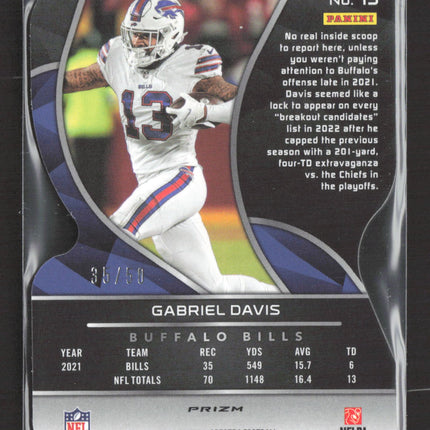 2022 Panini Spectra Prizm Gabriel Davis #13 Blue Die-Cut 35/50