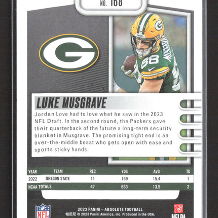 2023 Panini Absolute Football Luke Musgrave #168 Red RC /75