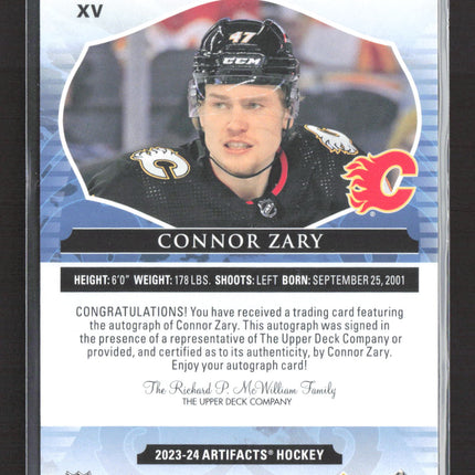 2024 Upper Deck Artifacts Connor Zary #XV Auto