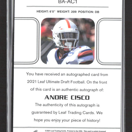 2021 Leaf Ultimate Draft Andre Cisco #BA-AC1 12/99 Auto