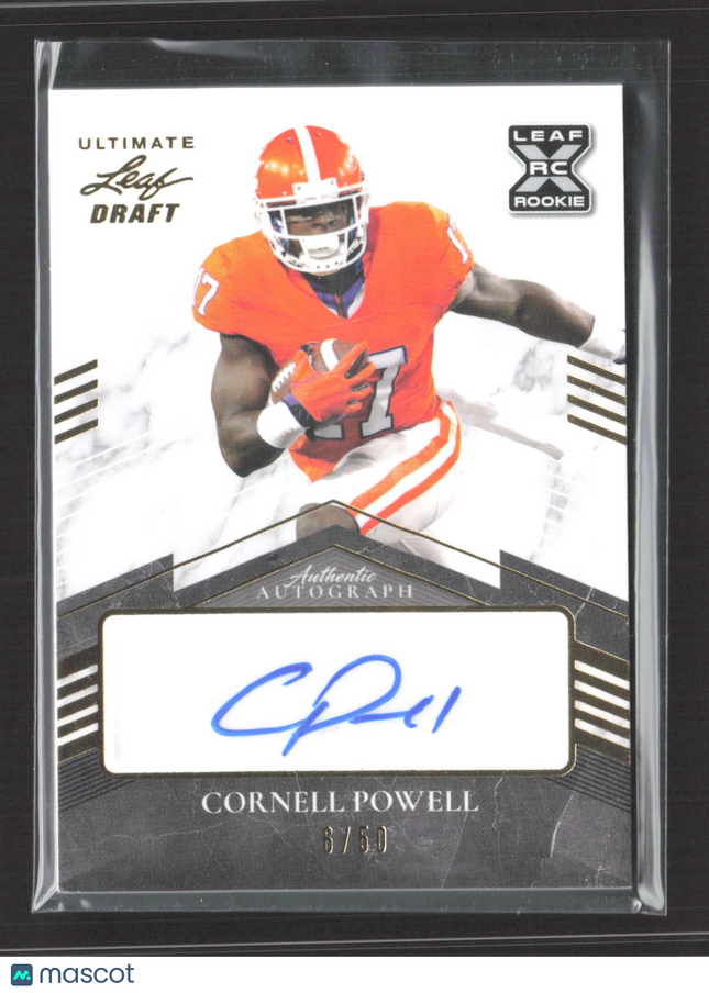 2021 Leaf Ultimate Draft Cornell Powell #BA-CP1 RC 6/50 Auto