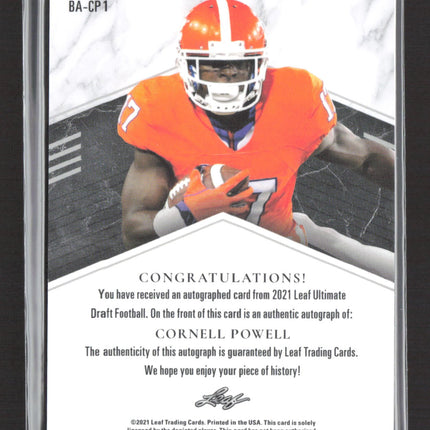 2021 Leaf Ultimate Draft Cornell Powell #BA-CP1 RC 6/50 Auto