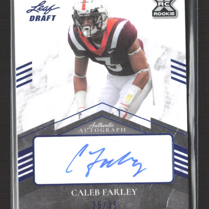2021 Leaf Ultimate Draft Football Caleb Farley #BA-CF1 35/35 RC Auto