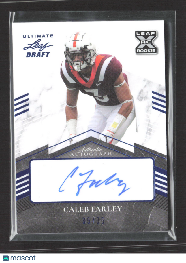 2021 Leaf Ultimate Draft Football Caleb Farley #BA-CF1 35/35 RC Auto