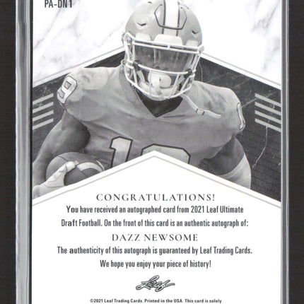 2021 Leaf Ultimate Draft Dazz Newsome #PA-DN1 12/25 Auto
