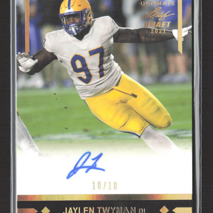 2021 Leaf Ultimate Draft Gold Leaf Rookies Jaylen Twyman #GLR-JT1 10/10 Auto