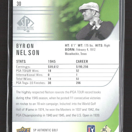 2001 Upper Deck SP Authentic Golf Byron Nelson #30 /100