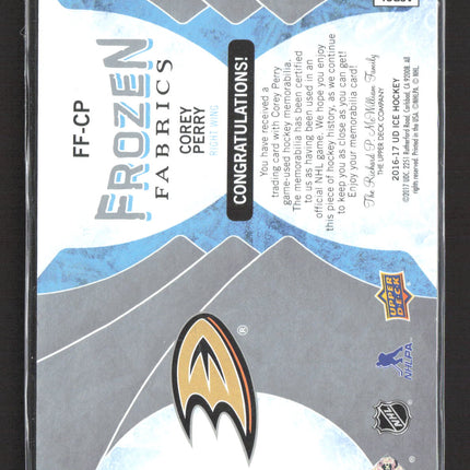 2017 Upper Deck Ice Frozen Fabrics Corey Perry #FF-CP Jersey
