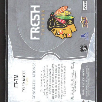 2017 Upper Deck Ice Fresh Threads Tyler Motte #FT-TM Jersey Patch