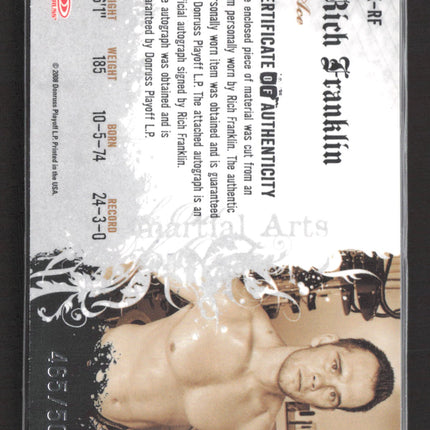 2008 Donruss Americana II Ring Kings Rich Franklin #RK-RF Relic Auto /500