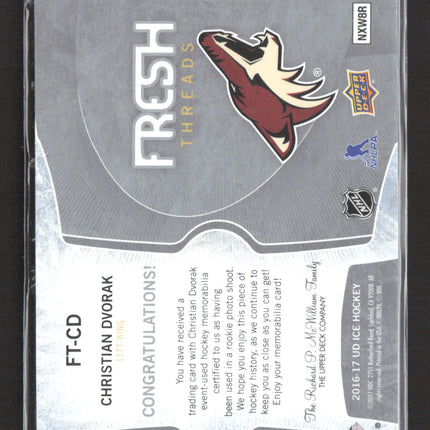 2017 Upper Deck Ice Fresh Threads Christian Dvorak #FT-CD Memorabilia Jersey