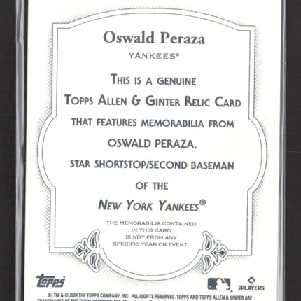 2024 Topps Allen & Ginter Oswald Peraza #AGR-OPE Game-Used Jersey