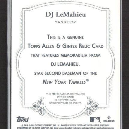 2024 Topps Allen & Ginter DJ LeMahieu #AGR-DL Game-Used Jersey