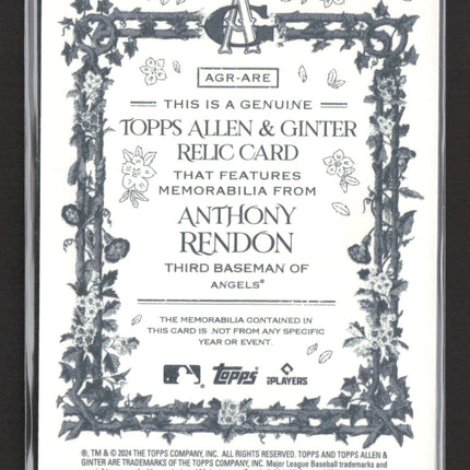 2024 Topps Allen & Ginter Anthony Rendon #AGR-ARE Game-Used Memorabilia