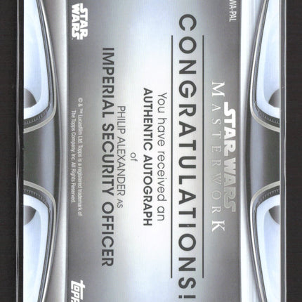 2017 Topps Star Wars Masterwork Philip Alexander AS Officer Auto #MWA-PAL