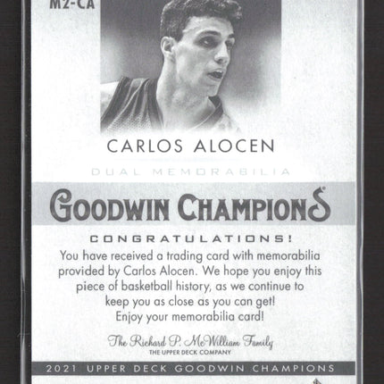 2021 Upper Deck Goodwin Champions Carlos Alocen #M2-CA Dual Jersey