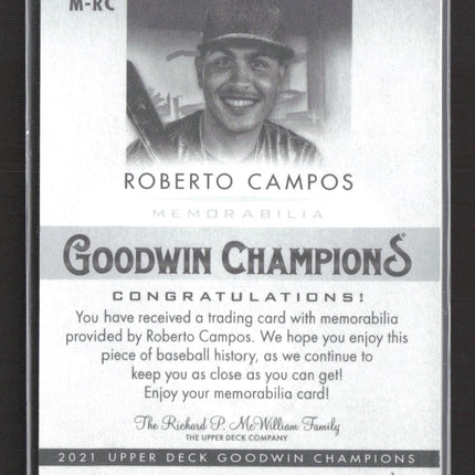 2021 Upper Deck Goodwin Champions Roberto Campos #M-RC Jersey
