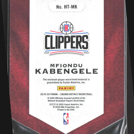 2020 Panini Crown Royale Heirs to the Throne Mfiondu Kabengele #HT-MK Jersey