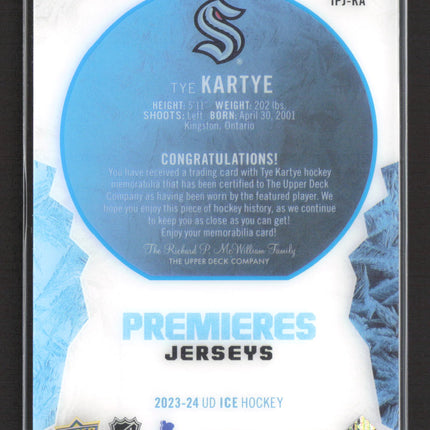 2024 Upper Deck Ice Ice Premieres Jerseys Tye Kartye #IPJ-KA Memorabilia Jersey