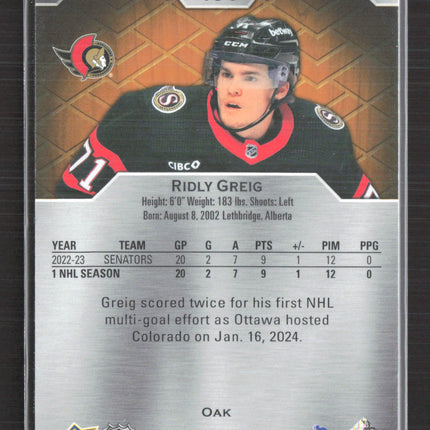 2024 Upper Deck Engrained Hockey Ridly Greig #134 Oak 259/399