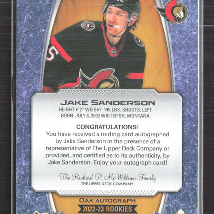 2024 Upper Deck Engrained Jake Sanderson #173 Oak Autograph