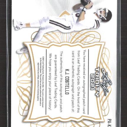 2021 Leaf Trinity K.J. Costello #PA-KJC Auto Patch 44/50 RC