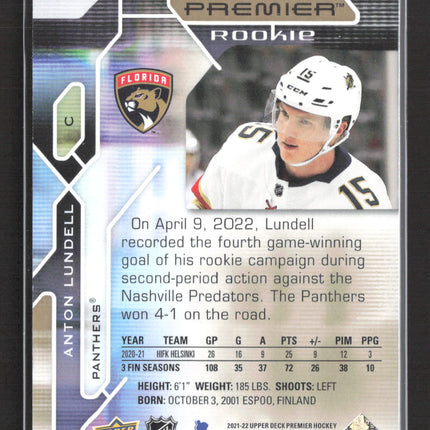 2022 Upper Deck Premier Anton Lundell #147 008/199