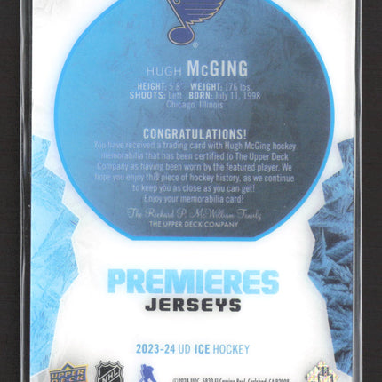 2024 Upper Deck Ice Ice Premieres Jerseys Hugh McGing #IPJ-MG Memorabilia Jersey