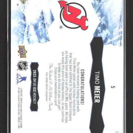 2023 Upper Deck Ice Timo Meier #5 Memorabilia Jersey