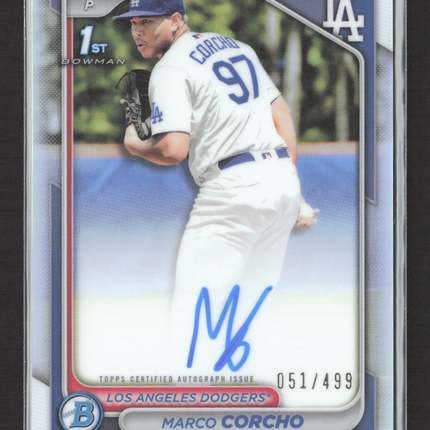 2024 Bowman Chrome Marco Corcho #CPA-MC Refractor 1st Bowman Auto /499