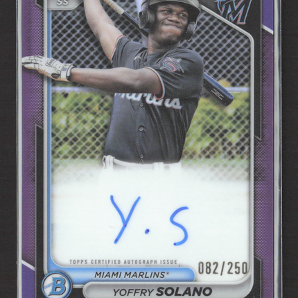 2024 Bowman Chrome Yoffry Solano #CPA-YS Purple Refractor 082/250
