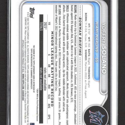 2024 Bowman Chrome Yoffry Solano #CPA-YS Purple Refractor 082/250