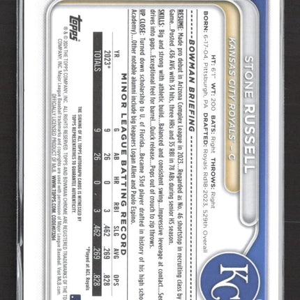 2024 Bowman Chrome Stone Russell #CPA-SR 1st Bowman