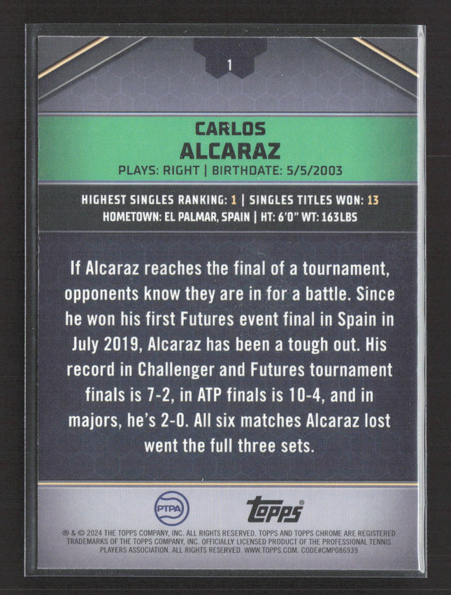 2024 Topps Graphite Carlos Alcaraz #1 Blue Hexagon 10/50